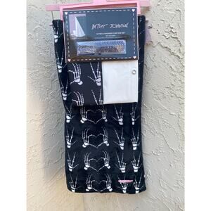 Betsey Johnson Skeleton Hands Shower Curtain Set & Plush Throw Blanket | Gothic